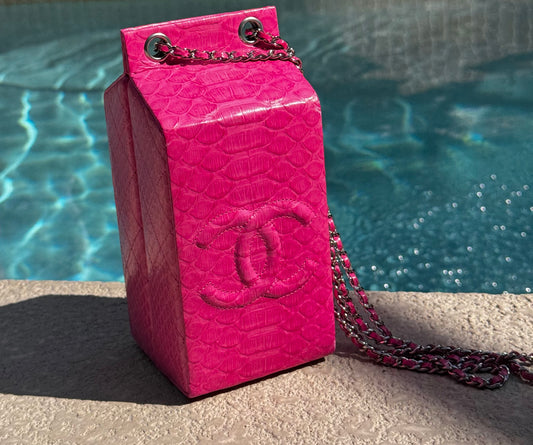 Chanel Pink Python Milk Carton Bag