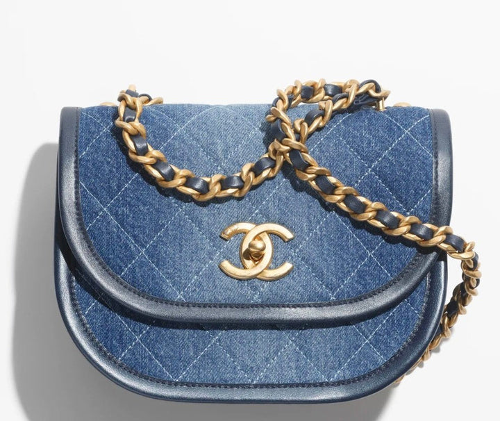 Chanel Denim Small Messenger Crossbody Bag