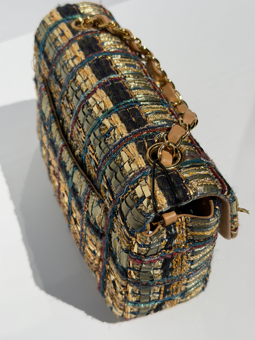 Chanel 19A Egyptian Mini Rectangular Flap Multicolor Tweed with Gold Hardware 2019