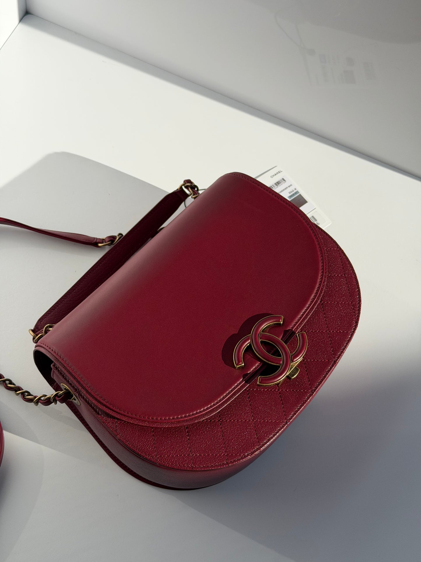 Chanel 17B Small Burgundy Coco Curve Messenger Flap Bag