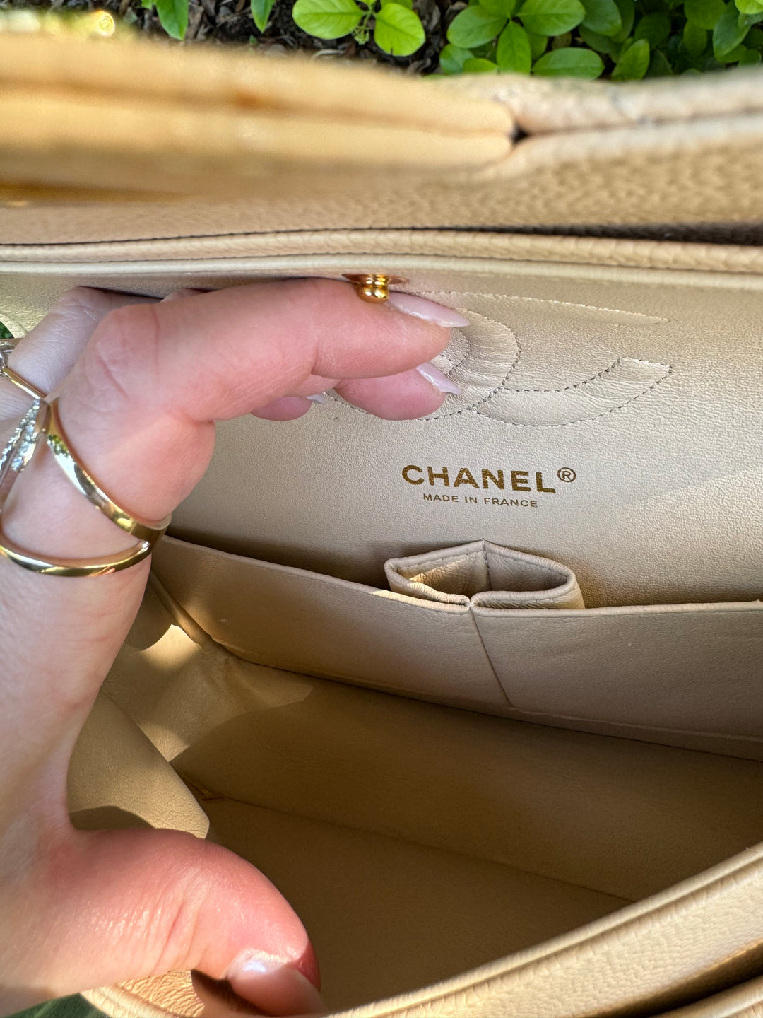 Chanel 2008 Beige Claire Medium Caviar Classic Flap W 24K GHW