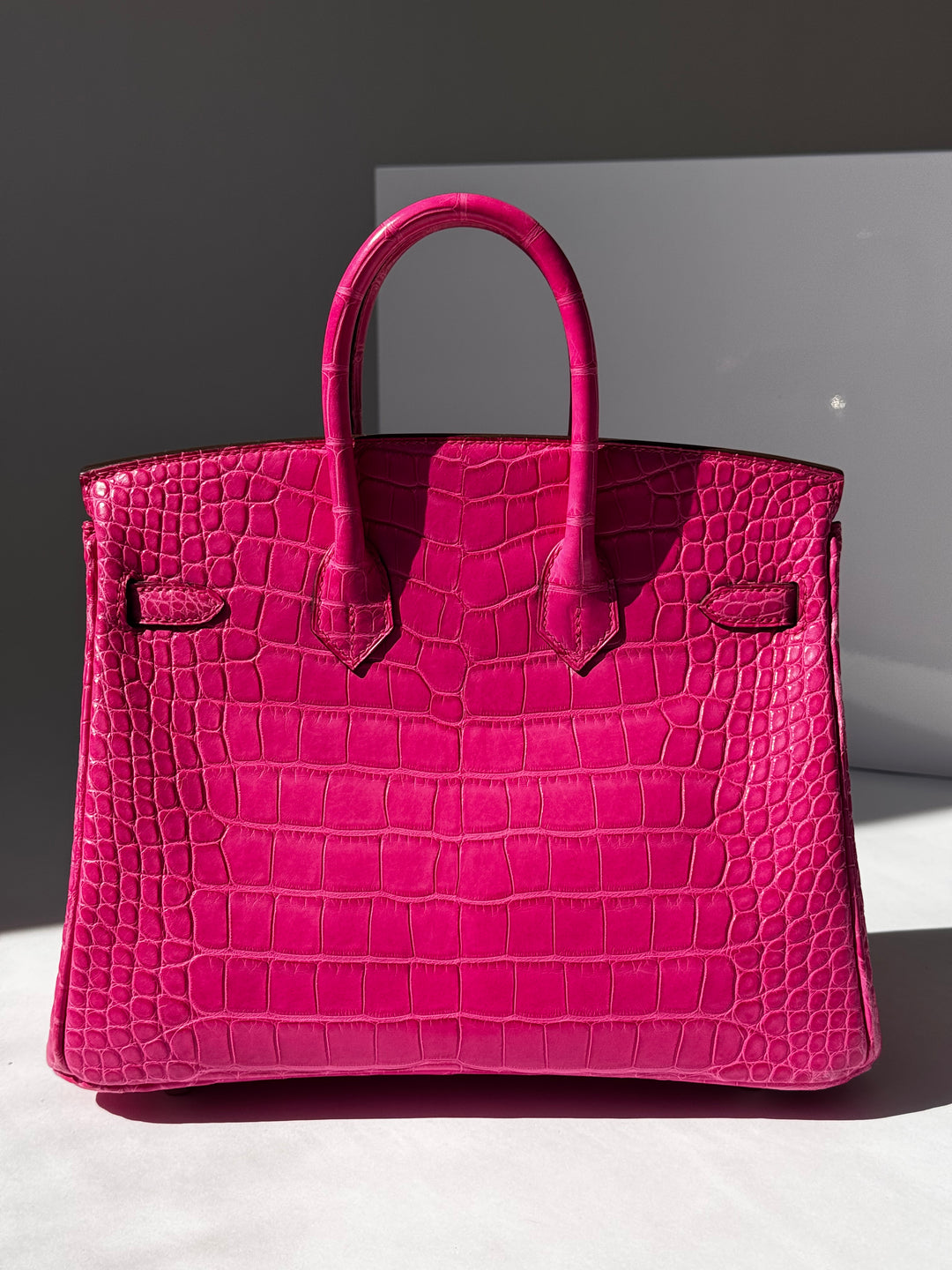 Hermès Birkin 25 Matte Alligator Rose Shocking Palladium Hardware 2019
