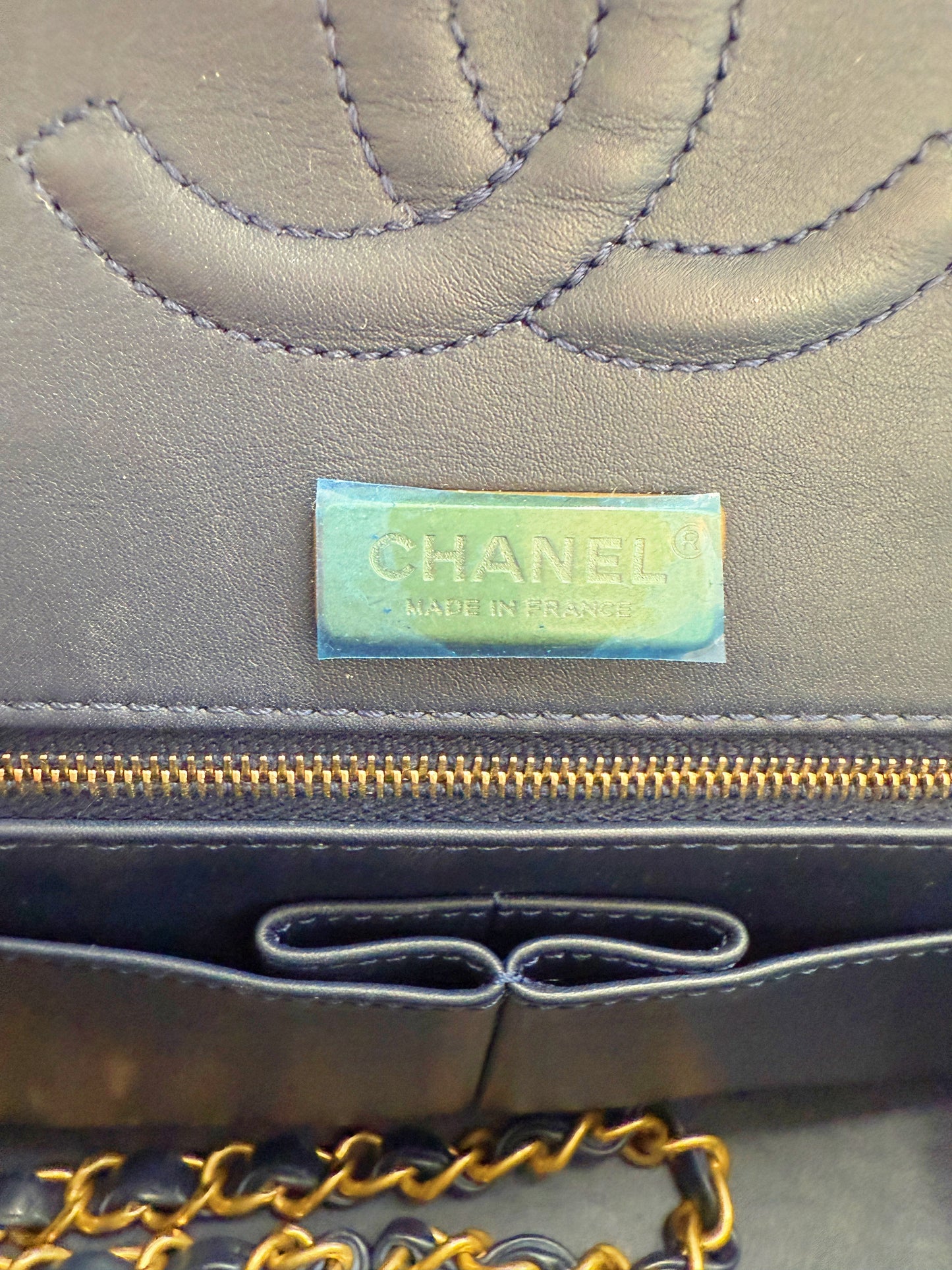 Chanel Navy Blue Matte Alligator Medium Classic Flap Bag