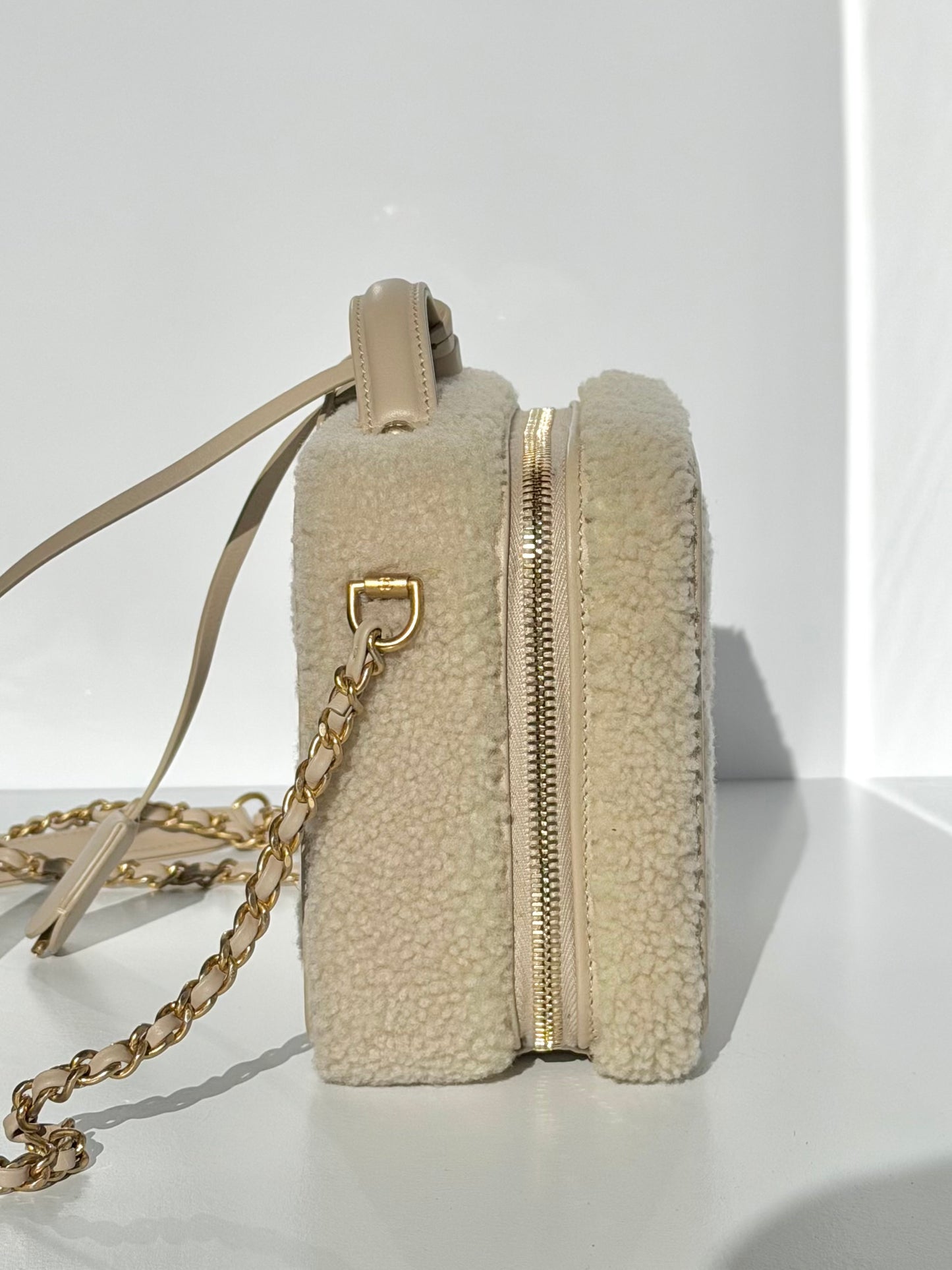 Chanel Small Nude Filigree Shearling Vanity Case