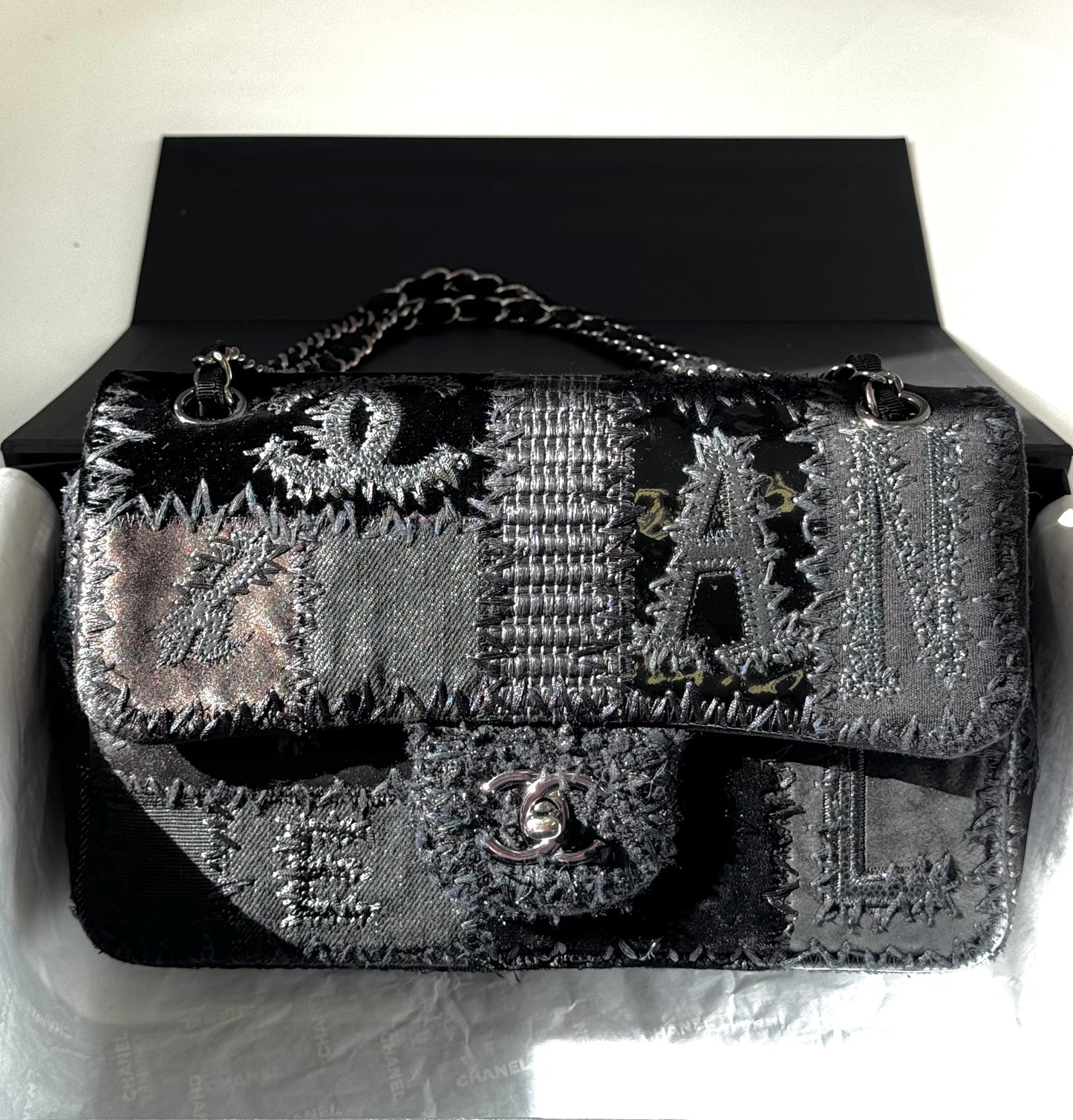 Chanel Black Patchwork Medium Single Flap Bag