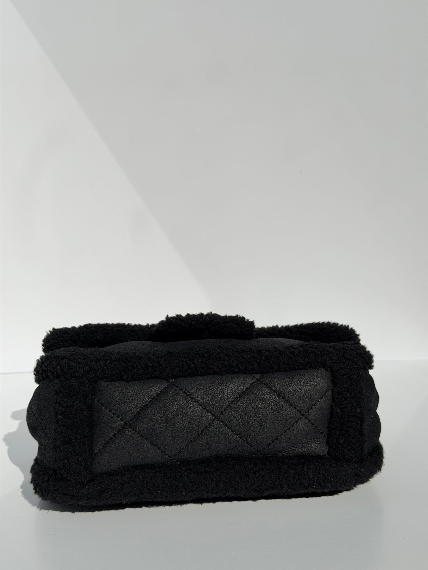 Chanel Medium Black Shearling Coco Neige Flap