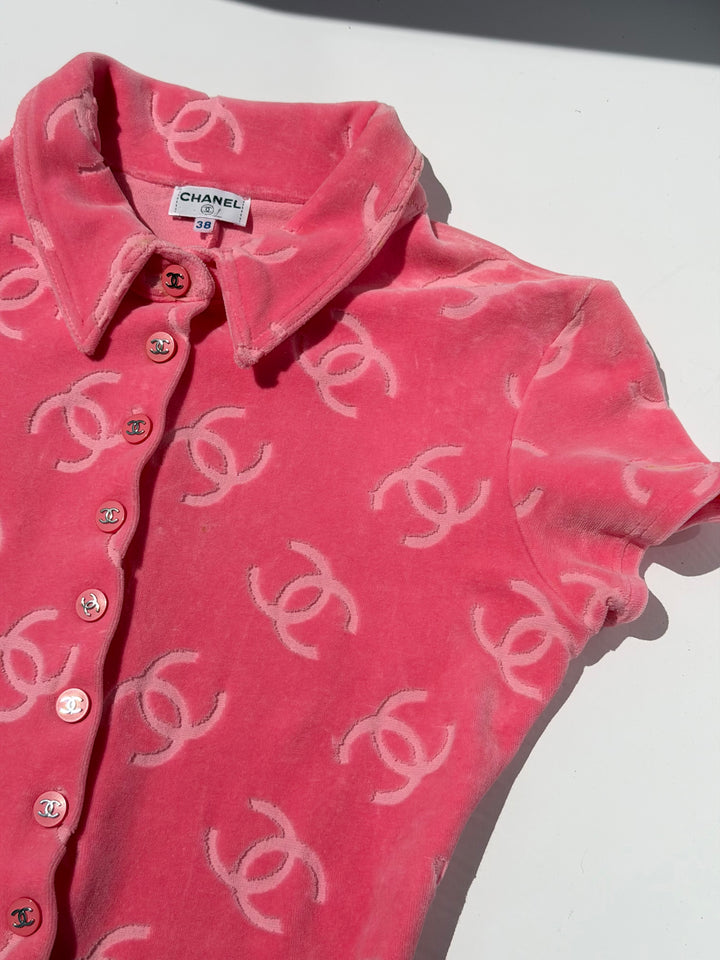 Chanel 1996 Pink Velour CC Romper