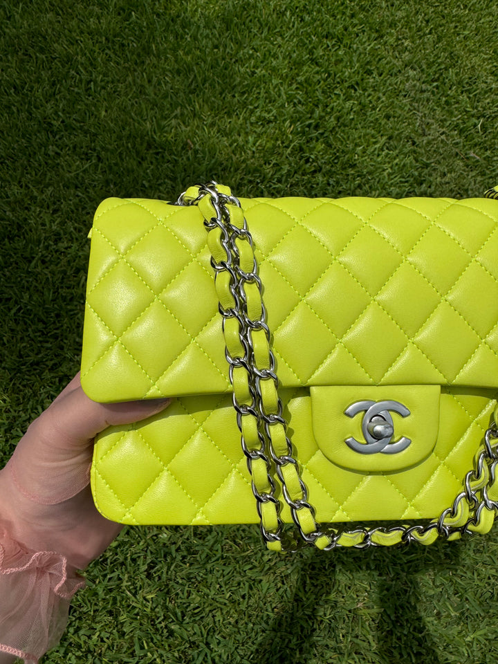 Chanel 21S Yellow Neon Lambskin Medium Flap Bag