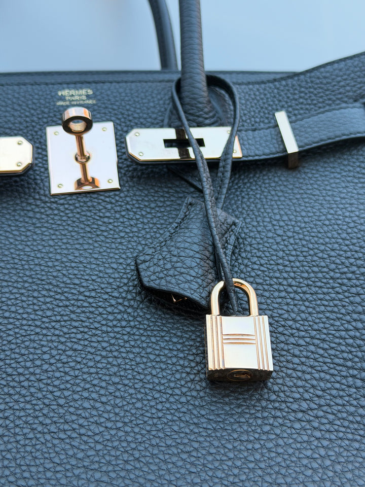Hermès Birkin 30 — Noir Togo with Rose Gold Hardware