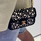 Chanel Black Velvet Mini Pearl Flap Bag