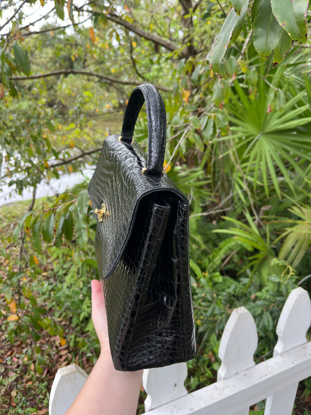 Chanel Vintage Large Crocodile Top Handle Flap Bag