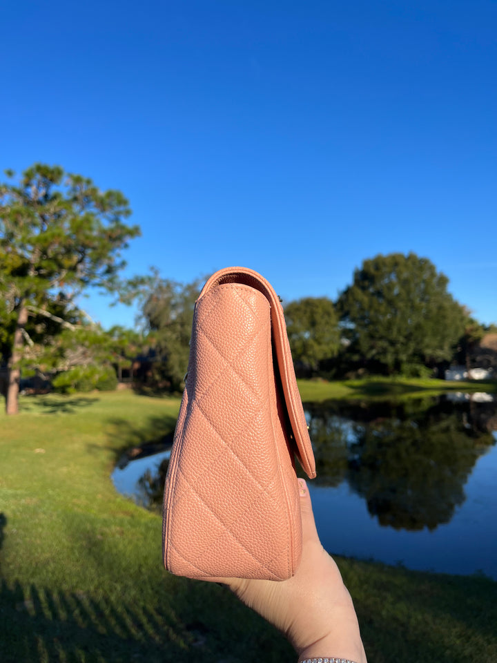 Chanel Light Pink Quilted Caviar XL Jumbo Single Flap