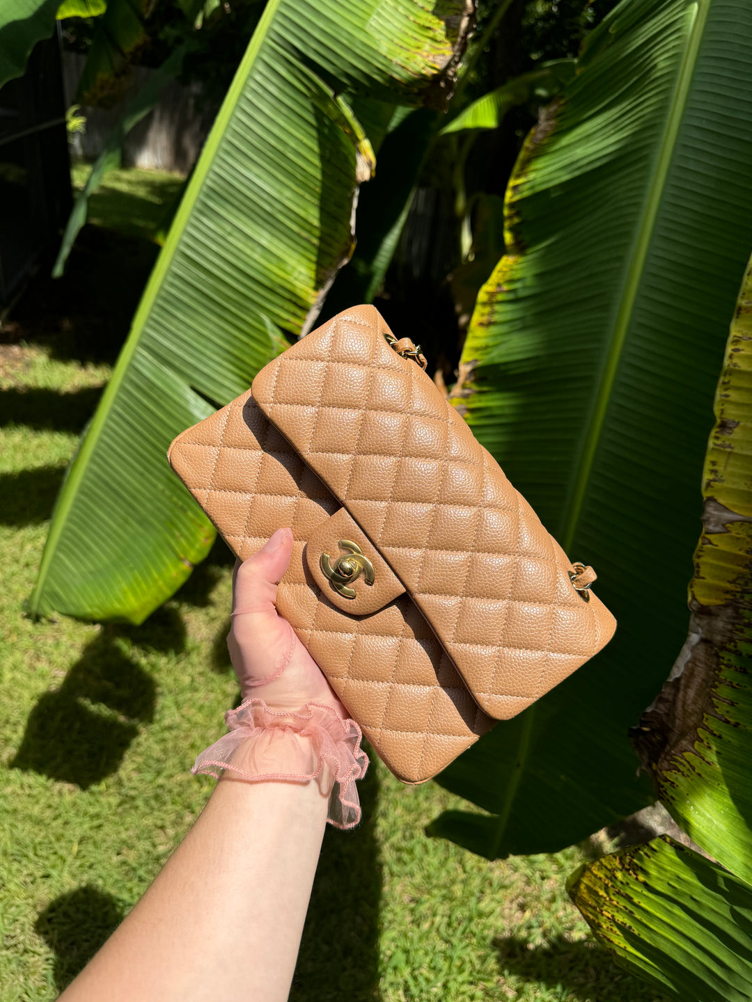 Chanel 18S Small Dark Beige Caviar Double Flap