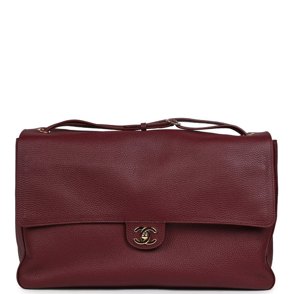 Chanel Maxi Flap Bag Burgundy Grained Calfskin Gold Tone Hardware Métiers D’Art 2026