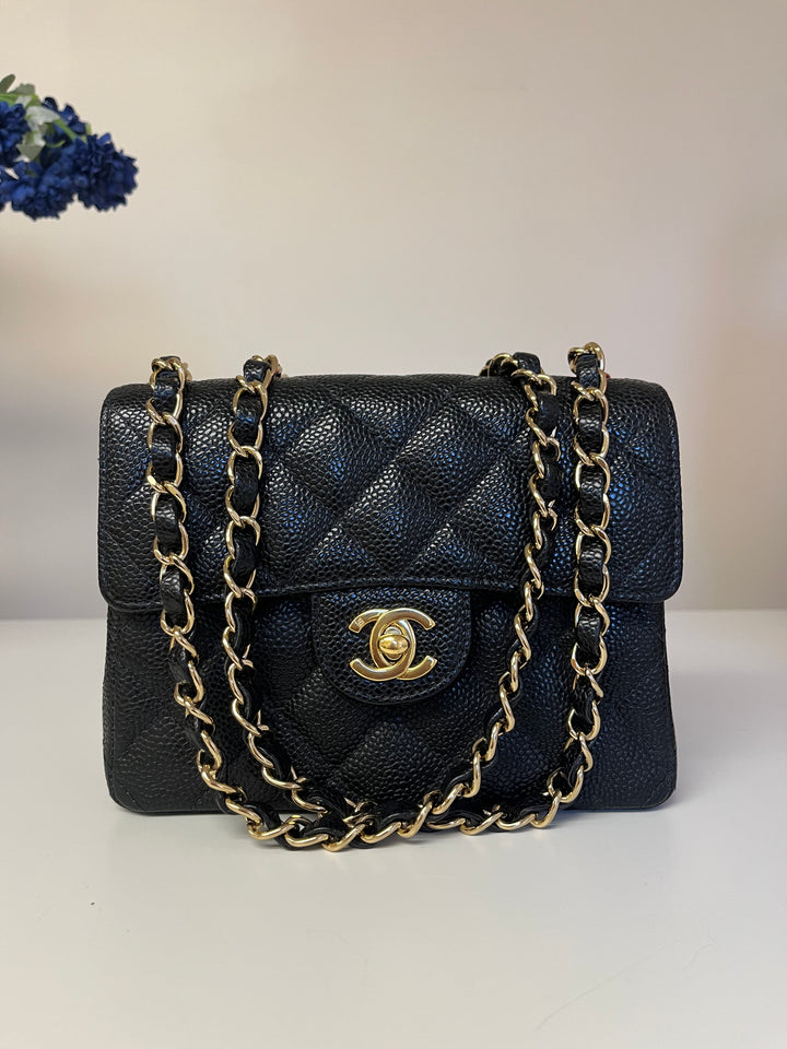 Chanel Black Caviar Vintage Mini Square Flap Bag