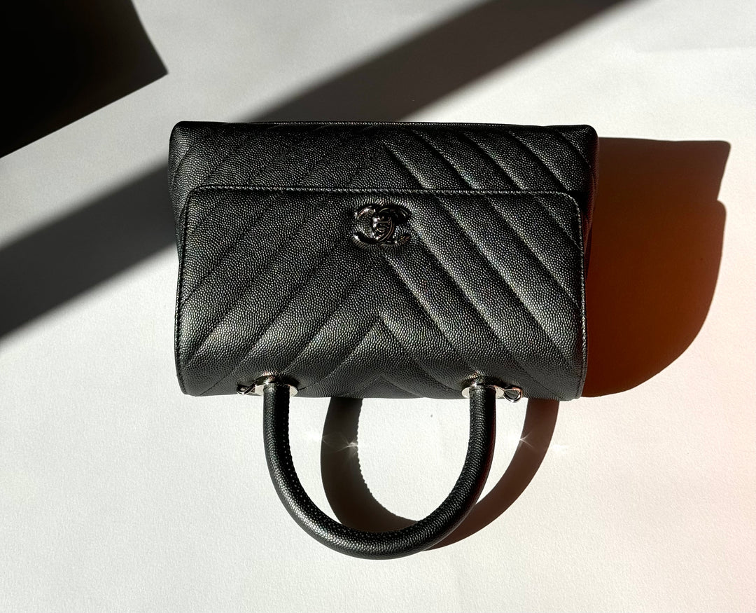 Chanel Small 19K Grey Caviar Coco
