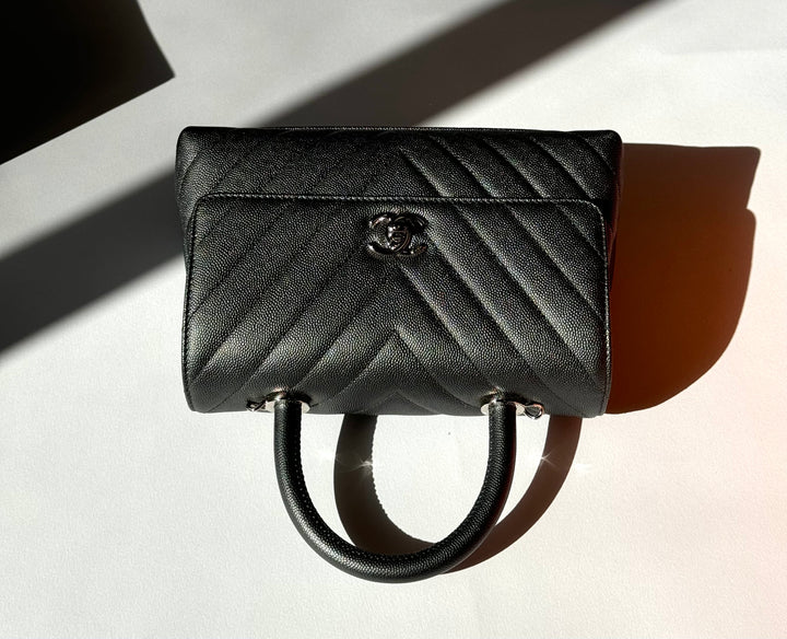 Chanel Small 19K Grey Caviar Coco
