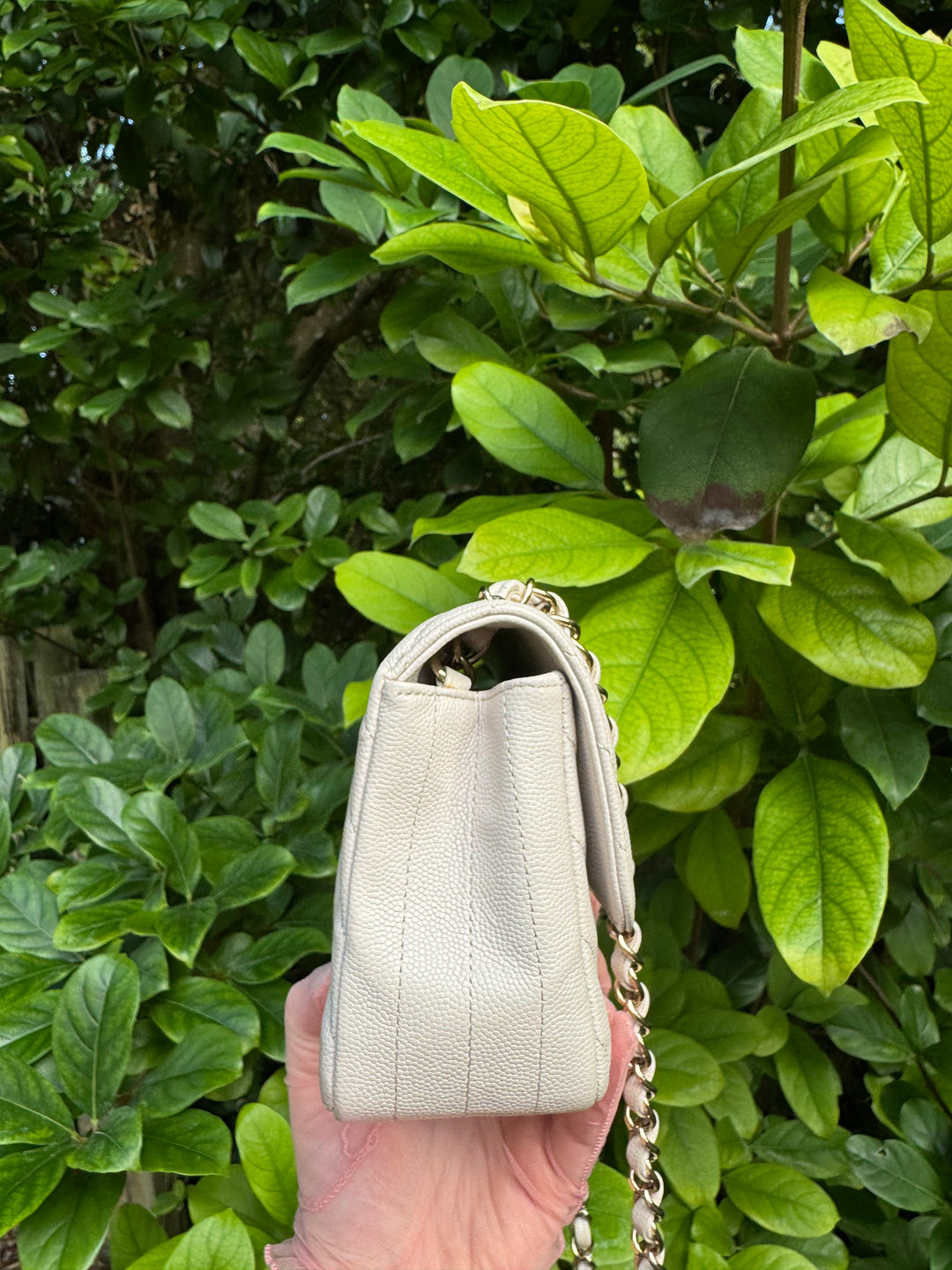 Chanel Cream Chevron Caviar Mini Flap Bag