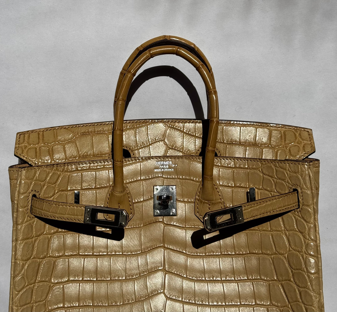 Hermes Matte Crocodile Poussiere Birkin 25 PHW
