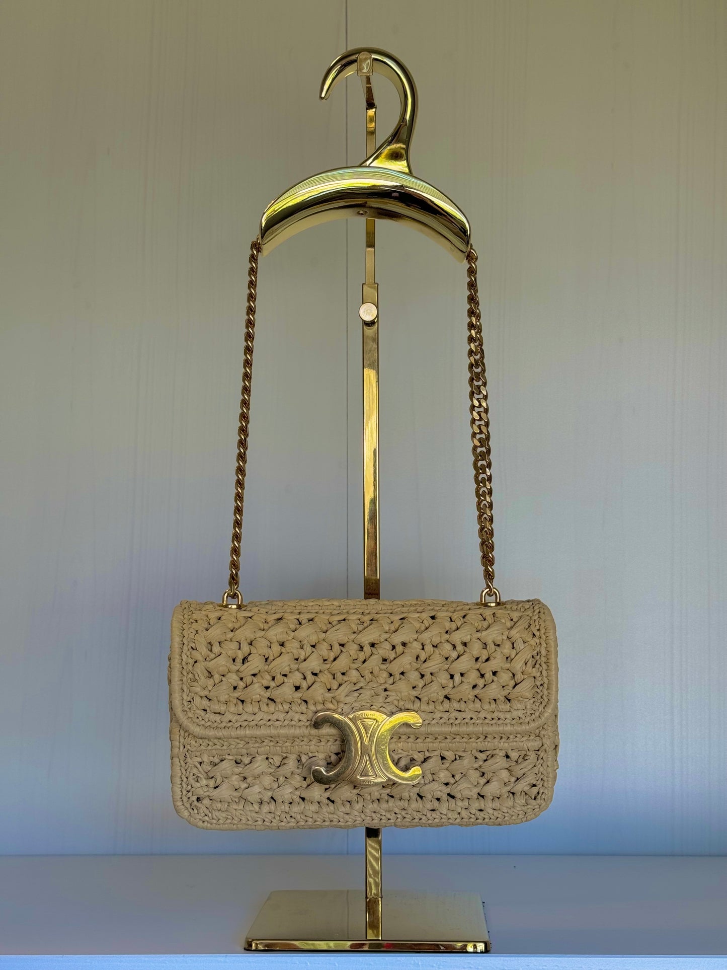 Celine 2023 Raffia Chain Shoulder Bag