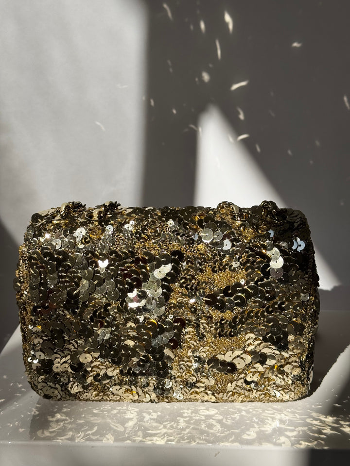Chanel Cruise 2024/25 Gold Sequins Mini Flap Bag