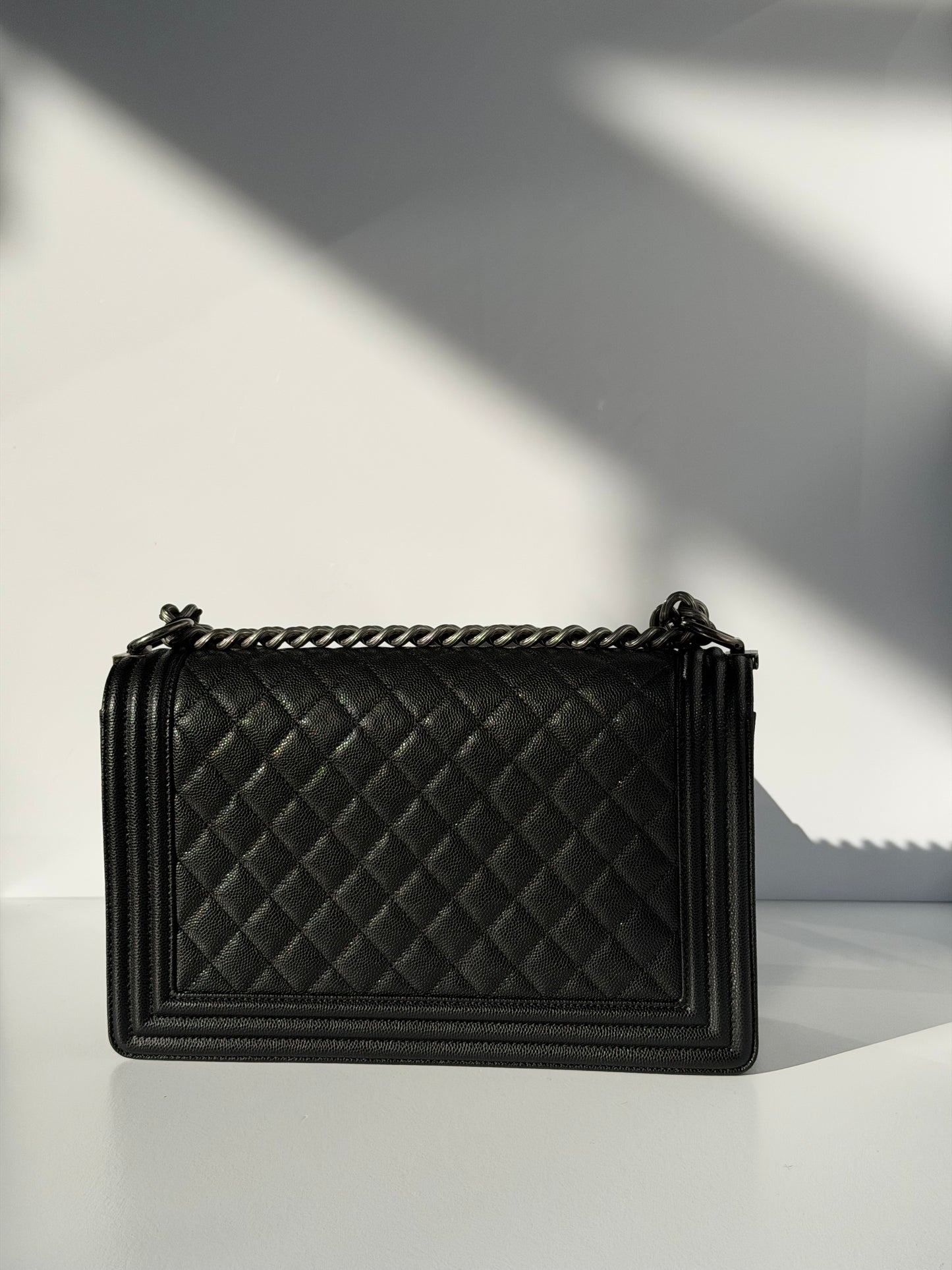 Chanel 17P Black Caviar New Medium Boy Bag