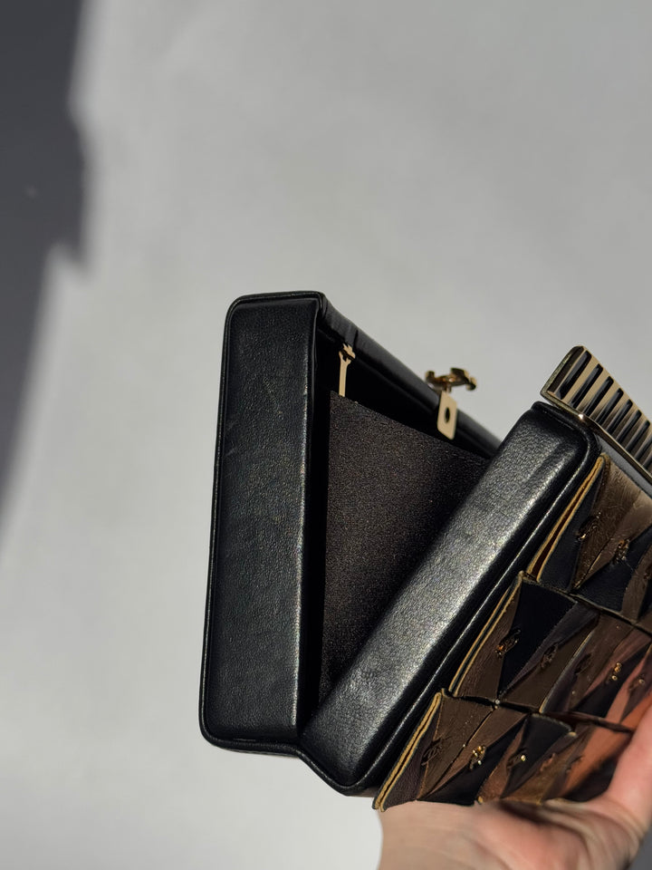 Chanel 19A Egypt Gold Lambskin Minaudiere Crossbody Black Gold 2019