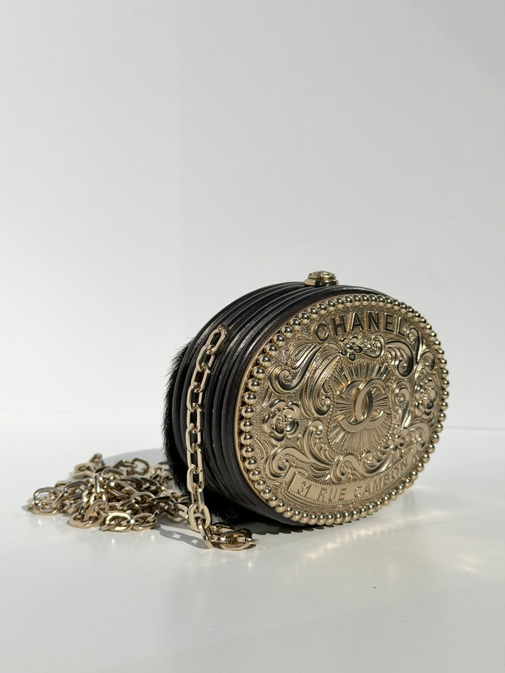 Chanel Paris-Dallas Belt Buckle Minaudière Black Lambskin & Pony Hair Gold & Palladium Hardware 2014