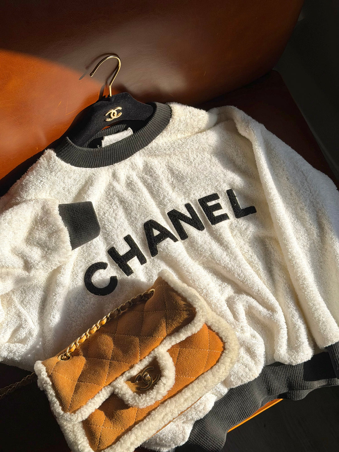 Chanel 1992 Runway Terrycloth Ivory Sweater