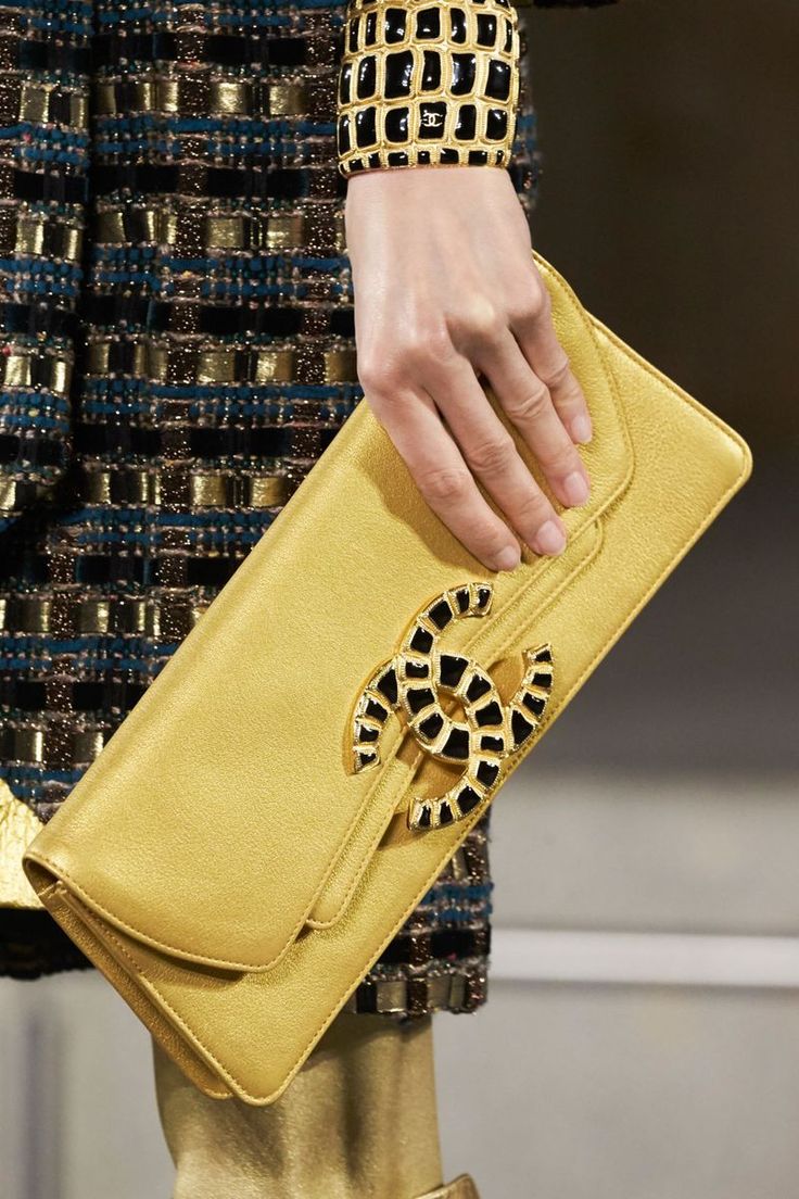 Chanel 19A Gold Egyptian CC Clutch