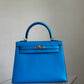Hermes Bleu Frida Chèvre Kelly 25 Sellier