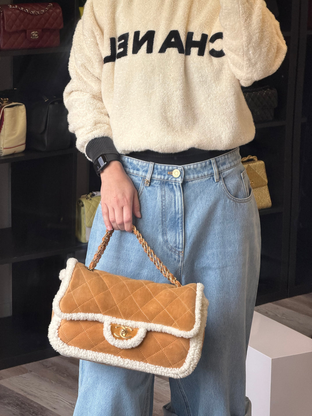Chanel Large Shearling Coco Neige Flap Bag