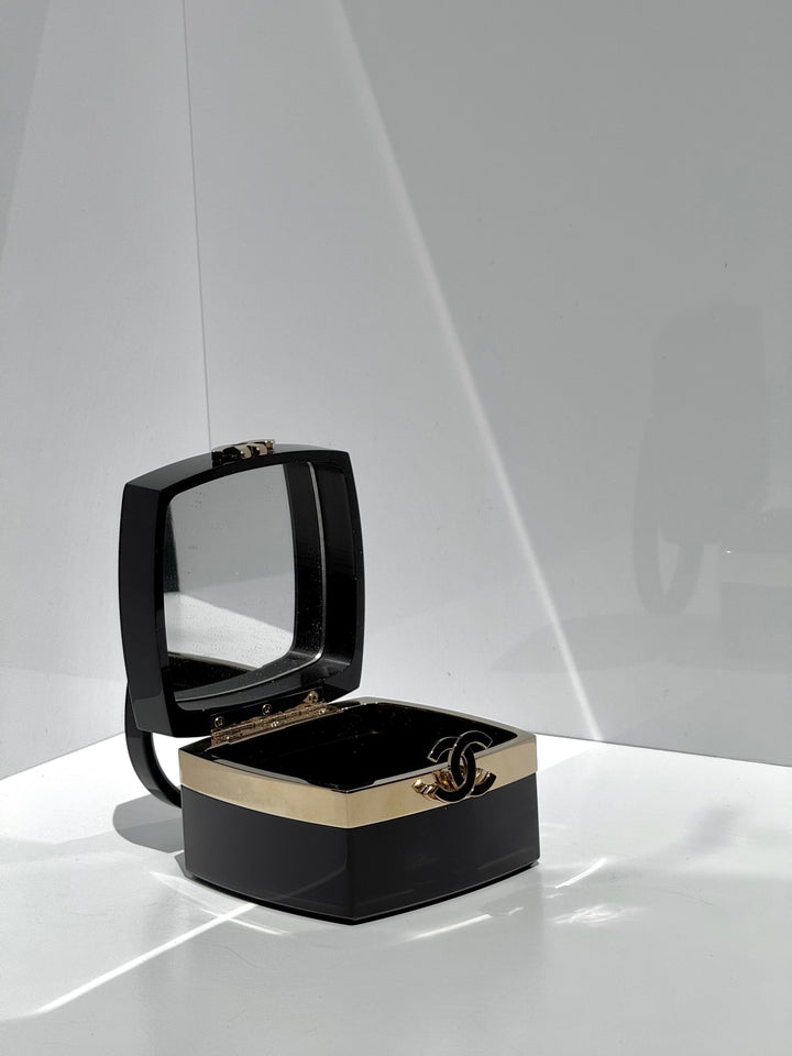 Chanel Lucite Box Mini Handbag Black Gold Hardware 2004