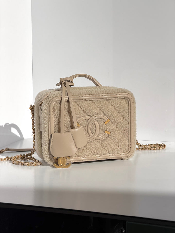 Chanel Small Nude Filigree Shearling Vanity Case