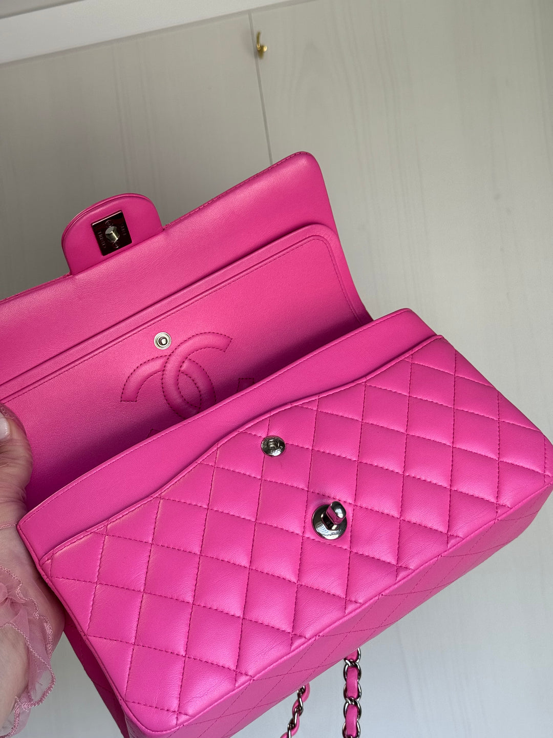 Chanel 21S Pink Neon Lambskin Medium Flap Bag