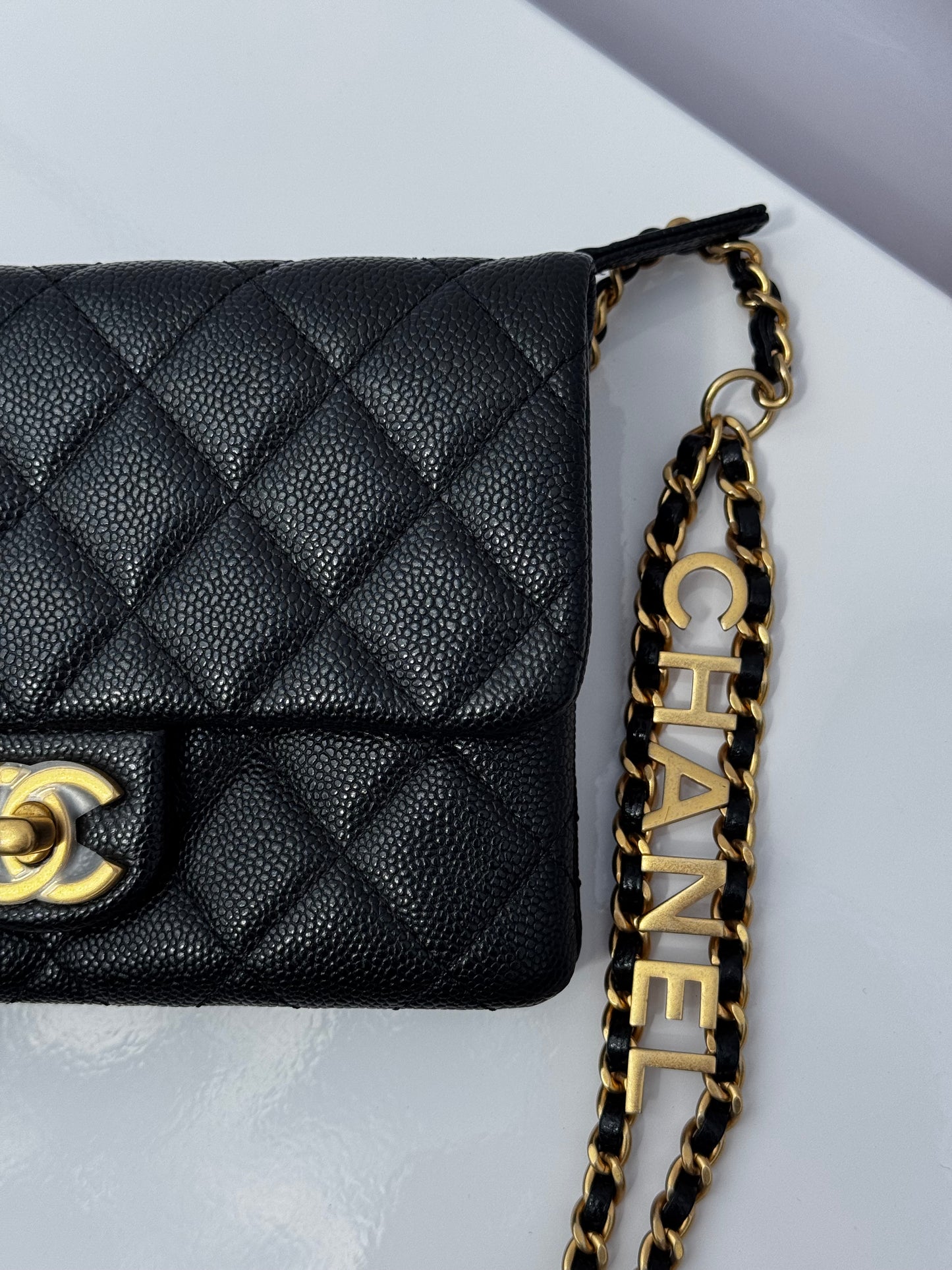 Chanel Black Shiny Caviar Pick Me Up Belt Bag