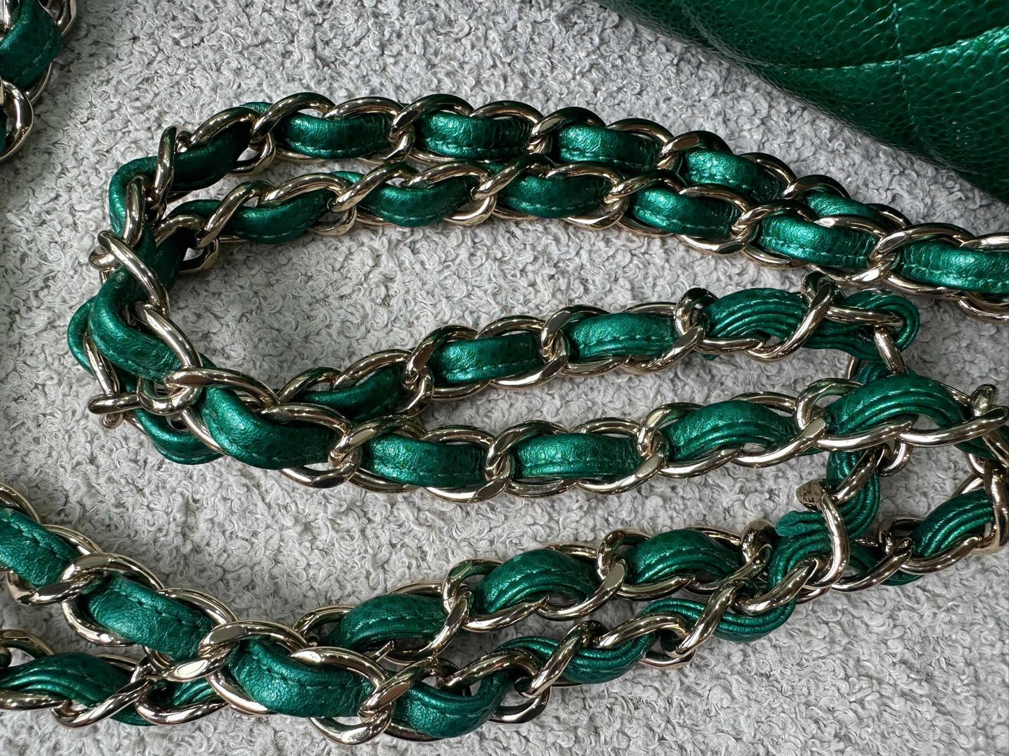 Chanel 18S Emerald Green Caviar Jumbo Flap Bag