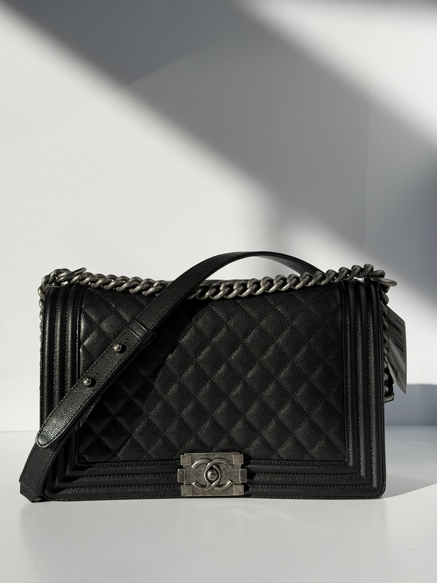 Chanel 17P Black Caviar New Medium Boy Bag
