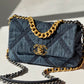 Chanel Small Navy Quilted Denim 19 Flap Bag