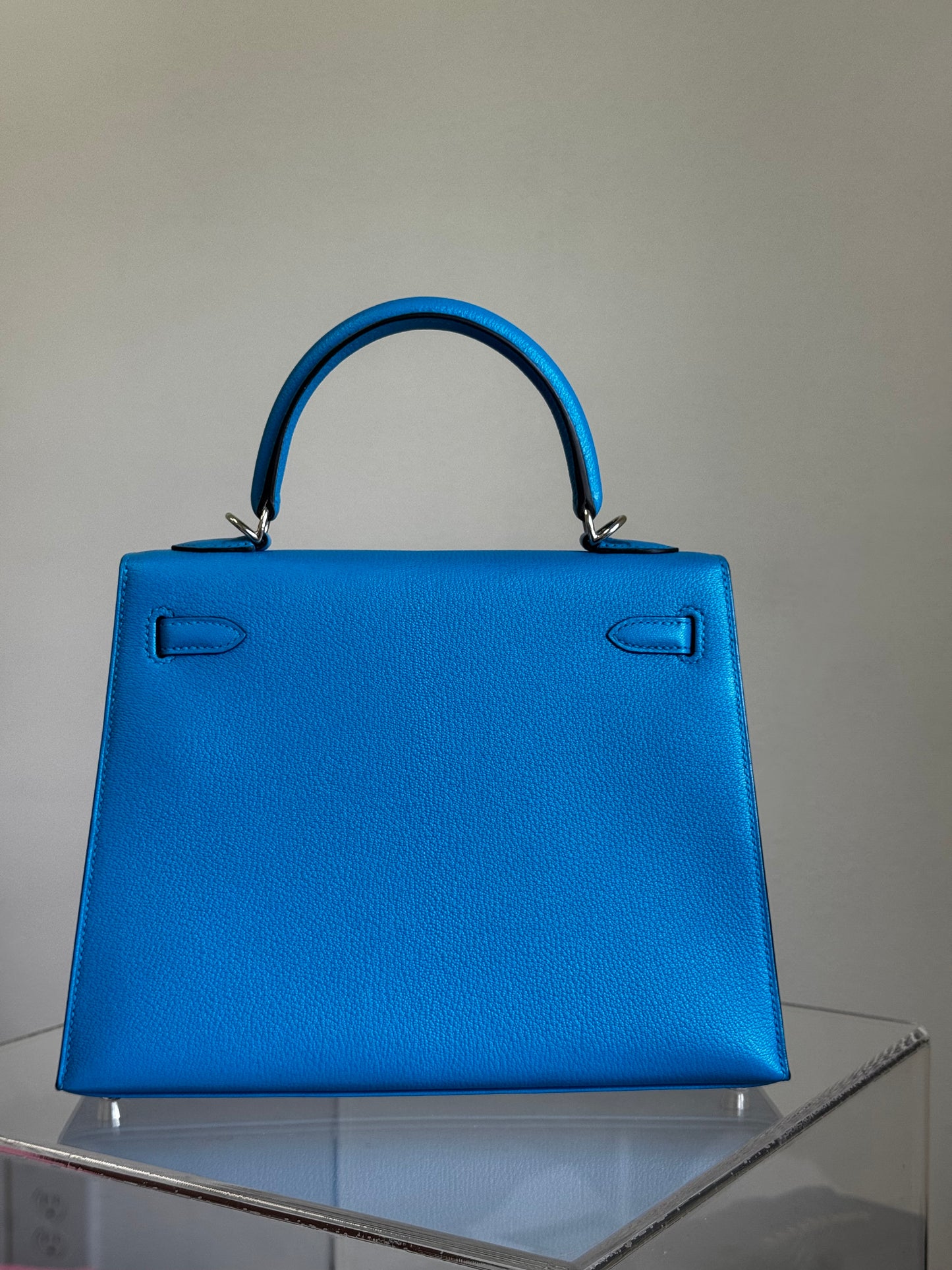 Hermes Bleu Frida Chèvre Kelly 25 Sellier