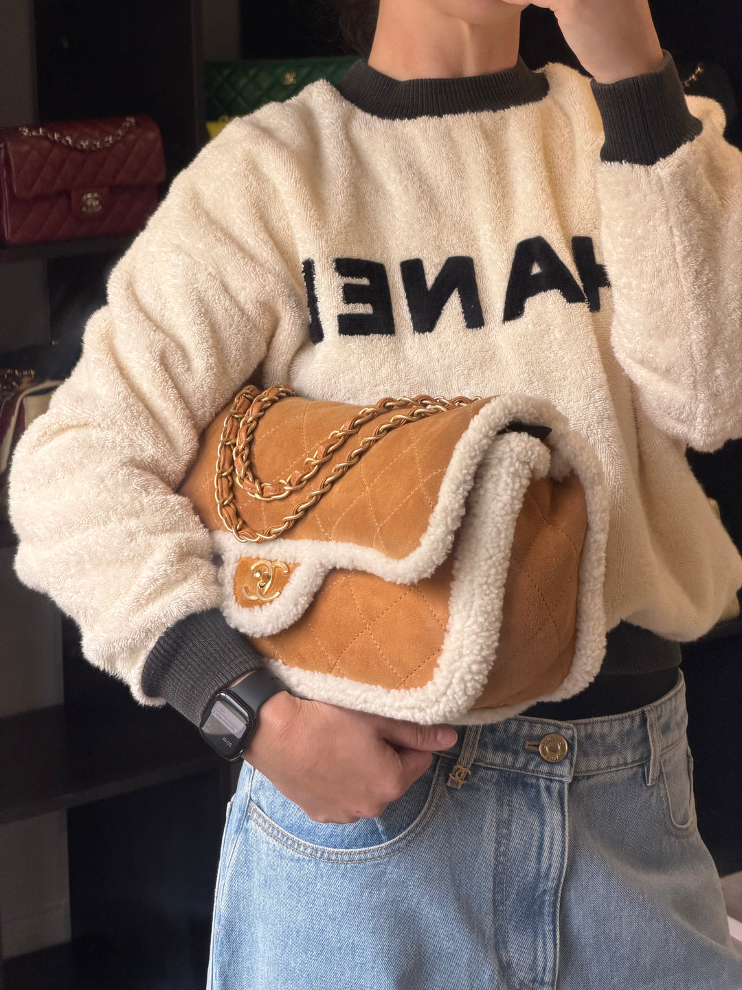 Chanel Large Shearling Coco Neige Flap Bag