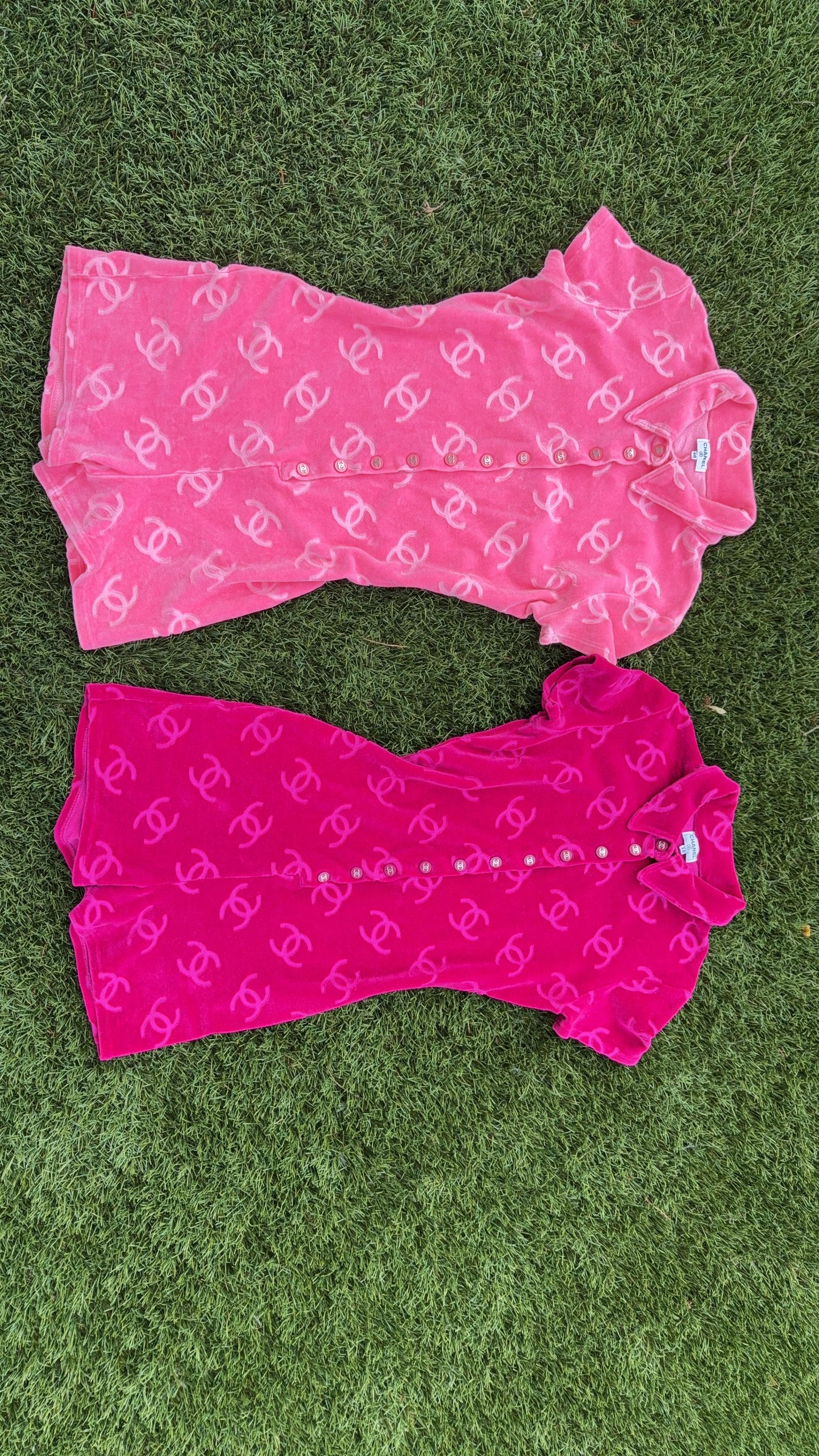 Chanel 1996 ICONIC Pink Velour CC Romper