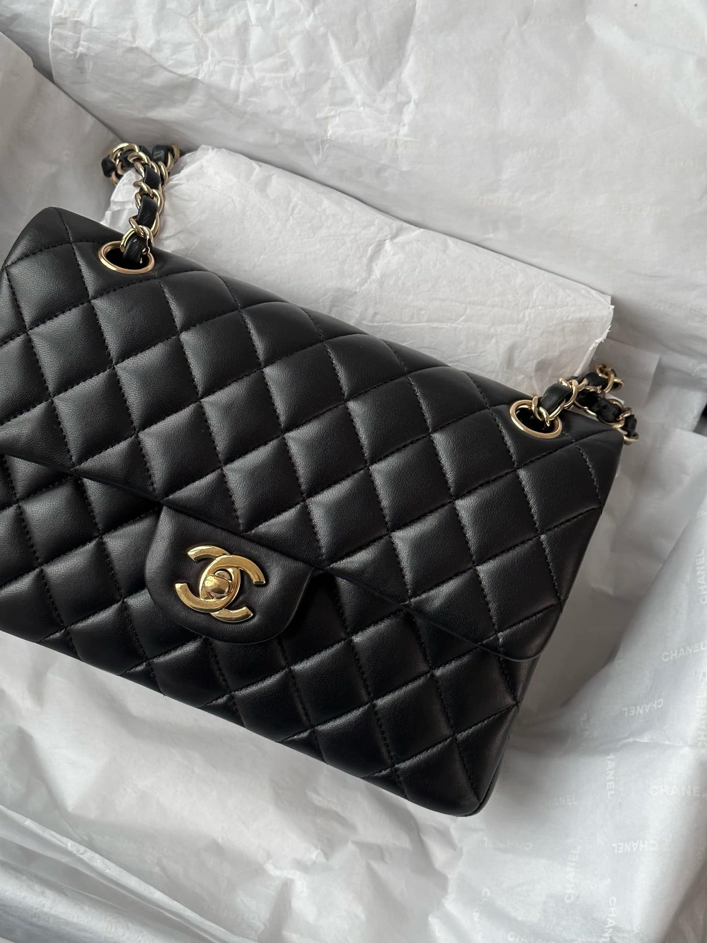 Chanel Small Black Lambskin Classic Flap Bag + GHW