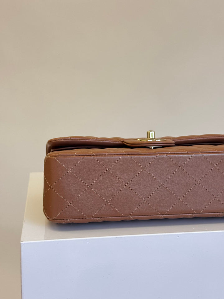 Chanel 22S Small Caramel Lambskin Classic Flap Bag + LGHW