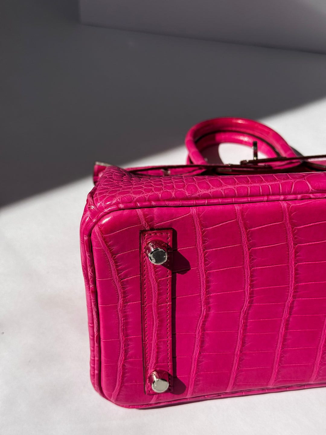 Hermès Birkin 25 Matte Alligator Rose Shocking Palladium Hardware 2019