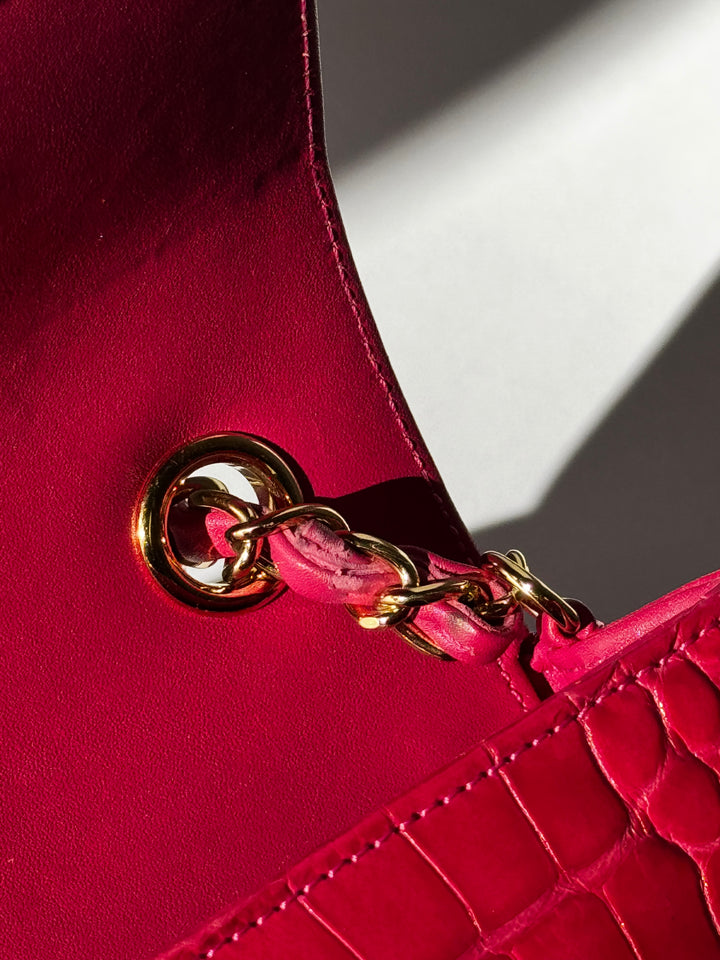 Chanel Pink Crocodile Mini Rectangular Flap Bag