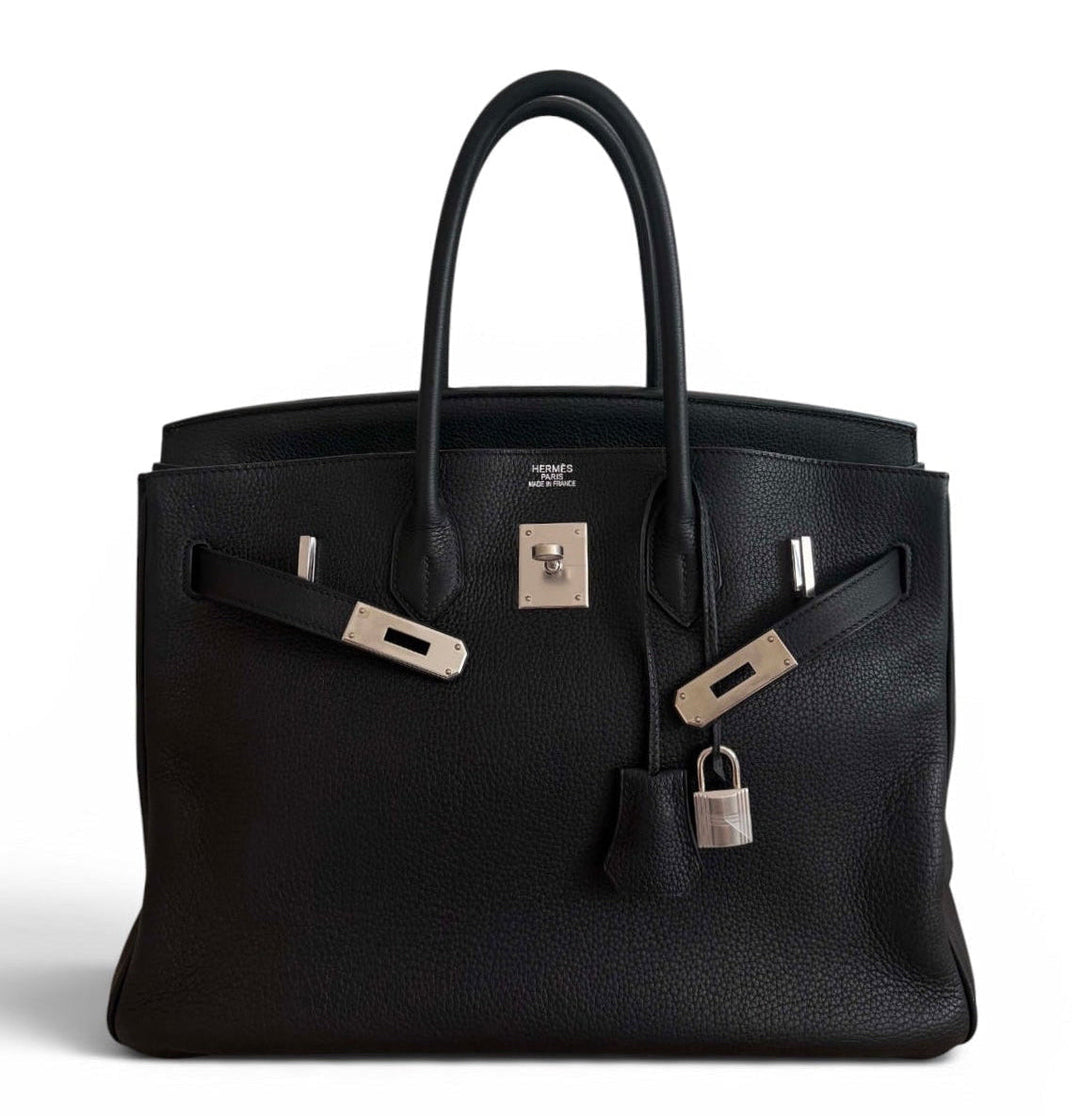 Hermès Birkin 35 Black Brushed Silver Hardware 2015