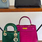 Lady Dior Emerald Crocodile Mini Top Handle