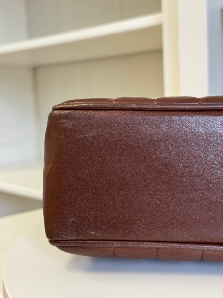 Chanel Brown Vintage Lambskin Vertical Quilt Jumbo Flap