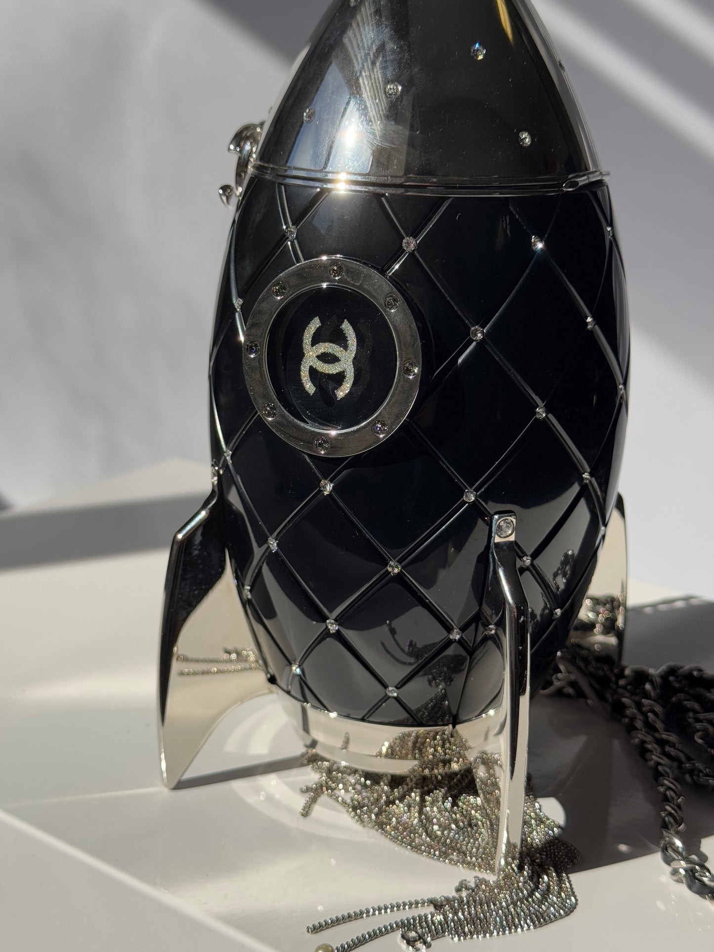 Chanel Limited Edition Black Lucite and Crystal Rocket Ship